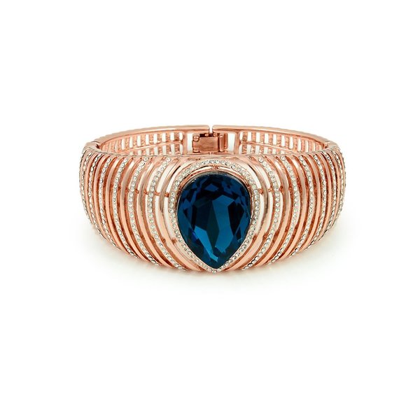 Rose Gold Plated Blue Crystal Opulence Bracelet - Picture 1 of 10